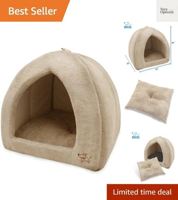 Durable Tan Pet Tent with Removable Cushion - Ideal for Small & Medium Pets, 19" - Image 1 of 4