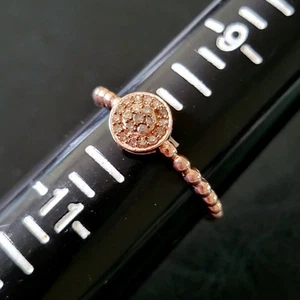 🥀NUOVO ANELLO A GRAPPOLO TONDO 10 DIAMANTI CHAMPAGNE NATURALI ORO ROSA/STERLINA 925 - Foto 1 di 14