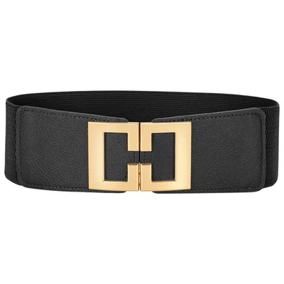 Wide Elastic Belts for Women Dresses Fashion Stretchy Waist Belt with Gold Bu... - Image 1 of 4