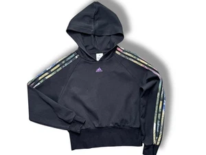 Sudadera con capucha corta Adidas para mujer negra XS multicolor a rayas excelente - Imagen 1 de 11