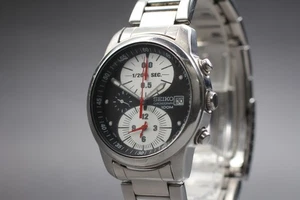 [Exc+5] Seiko Chronograph 7T92-0BM0 Quartz Panda Dial Men's Watch From JAPAN - Picture 1 of 10