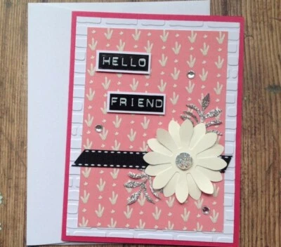 tarjeta de cumpleaños, tarjeta hecha a mano en blanco, tarjeta floral, tarjetas de amistad, hola amigo  Foto 1 de 2