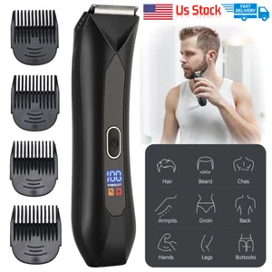 Men's Pubic Hair Trimmer Electric Groin & Body Hair Shaver for Balls Waterproof. - Picture 1 of 21