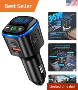 Bluetooth FM Transmitter with LED Lighting - Safe Hands-Free Calling Solution - Foto 1 di 13