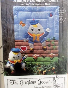 Trapunta coperta bambino applique vintage anni 80 modello cucito Humpty Dumpty 42x58 - Foto 1 di 1