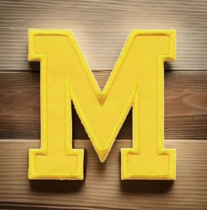 2 3/4" x 2 3/4" Maize Yellow Monogram Block letter M Embroidery Patch - Picture 1 of 6