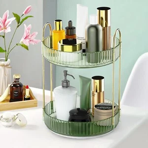 2Tier 360 Rotating Makeup Organizer Storage Cosmetic Display Case Perfume Holder - Picture 1 of 15