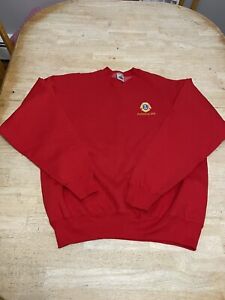 Vintage Lions Club Sweatshirt Ashland MA Red Sz XL Embroidered FOTL Super Cotton