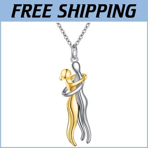 Exquisito Collar Pareja Abrazos en Plata de Ley - Joyería Romántica Regalo - Imagen 1 de 9
