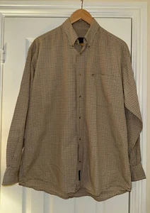 Timberland mens long sleeve button up shirt check pattern Beige Medium - Picture 1 of 8