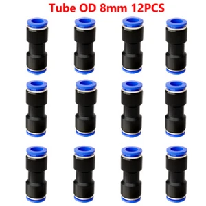 0.31 inch 8mm Pneumatic Fittings Straight Push To Connect Union Air Tube 12PCS - Picture 1 of 10
