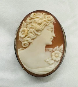 old ESTATE hand carved Italian CAMEO BROOCH Pendant ROMAN GODDESS Museum Quality - Picture 1 of 6