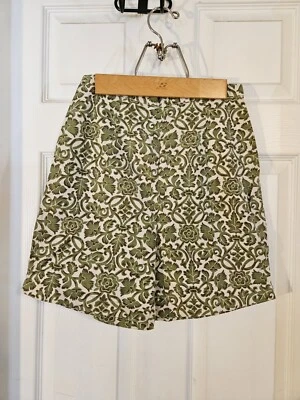 Shorts de cintura alta vintage anos 1960 flora marrom e verde tamanho pequeno 5" costura interna - Imagem 1 de 3