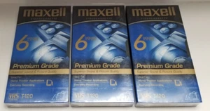 3 Maxell Blank VHS Videocassette T-120 6 Hours Superior Sound Picture Quality - Picture 1 of 3
