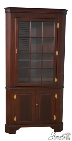 59453EC: KITTINGER Chippendale Mahogany Corner China Cabinet Cover