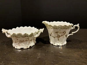 Antique Porcelain German Creamer And Sugar Dish - Picture 1 of 10