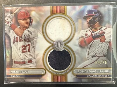 2024 Topps Tribute Mike Trout Ronald Acuna Jr Dual Relic /75 #DR2-TA  - Image 1 of 3