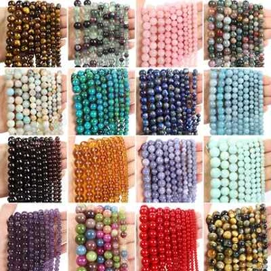 Wholesale Natural Mixed Gemstone Round Spacer Beads 4mm 6mm 8mm 10mm 12mm Pick - Picture 1 of 58
