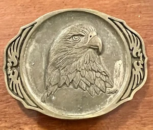 Fibbia per cintura testa di aquila americana ottone massiccio 3 1/2" - Foto 1 di 3