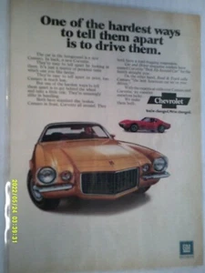 1972 Chevrolet CAMARO Print Ad (ORANGE) Laminated ORIGINAL - Picture 1 of 1