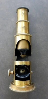 Ancien microscope de voyage en laiton  ( fin XIX / début XX ème siècle ) - Photo 1/4