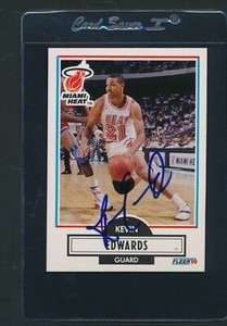 1990/91 Fleer #99 Kevin Edwards Heat Signed Auto *E229
