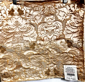 Nobilis Gold Damask Designer Sample Fabric Silky Semi Shiny Vintage 16" x 17" - Picture 1 of 6