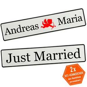 Kennzeichen Hochzeit mit Namen Deko Hochzeitsauto Hochzeitskennzeichen - Bild 1 von 8