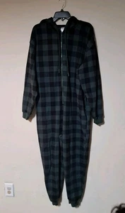 Fabletic Women’s Cozy Fleece Hooded One Piece Pine Shadow Buffalo Check Sz XL. - Picture 1 of 8
