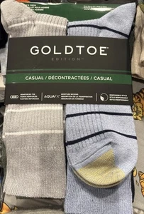 Gold Toe Mens Crew Multicolor Socks Pack of 6 Moisture Wicking - Picture 1 of 6