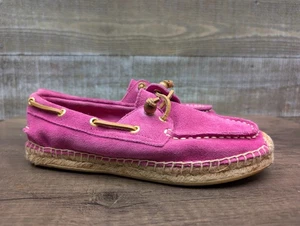 Sperry Y2K Vintage Pink Suede Loafer Espadrilles Boat Shoes Size 6 M - Picture 1 of 9