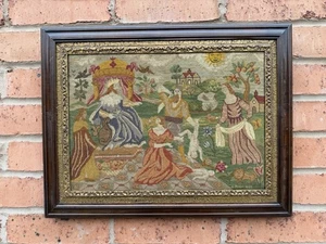 Antiker/Vintage gerahmter Gobelin signiert 1937 - Bild 1 von 12
