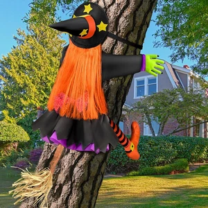 Halloween Decorazioni Grande Crashing Witch into Tree - 100Cm H Strega Che Si Sc - Foto 1 di 12