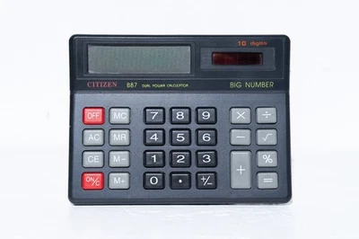 CITIZEN  b87 CALCULATOR DUAL POWER SOLAR big number WORKING RARE RETRO - Image 1 of 4