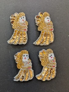 4 Vintage Christmas Button Covers Angels Sequins and Seed Beads Holiday - Picture 1 of 8