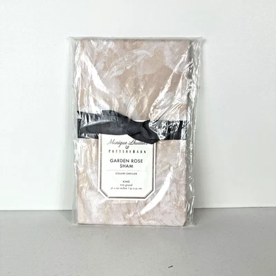 Pottery Barn Monique Lhuillier Garden Rose King Sateen Sham Blush Pink New - Image 1 of 4