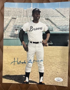 Hank Aaron 1950’s Atlanta Braves autograph 8X10 photo JSA Certified - Picture 1 of 3