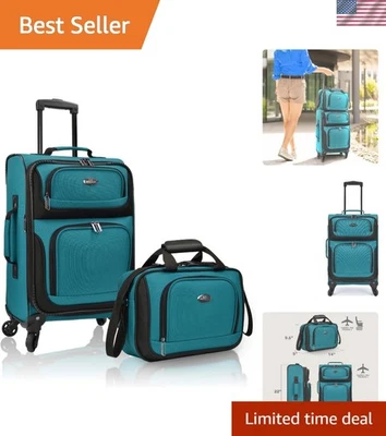 Teal Expandable Carry-On Suitcase - Ideal for Fashionable Jetsetters - Image 1 of 4