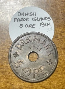FÄRÖER INSELN - SELTENE 5 STUNDEN MÜNZE 1941 KÖNIG CHRISTIAN X. von Dänemark Prägestätte London - Bild 1 von 3