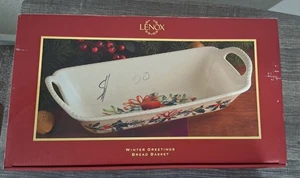 Lenox INVIERNO SALUDOS 13.5" Cesta de Pan Manijas Esculpidas Horno Seguro  - Imagen 1 de 3