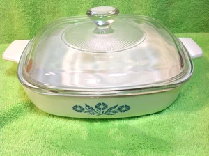 Corning Ware Blue Cornflower Casserole Dish 7" A-14 w/ A7C Pyrex Lid - Picture 1 of 5