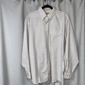 Vintage L.L. Bean Button Down Shirt 17.5-35 Made in USA Plaid Check Cotton Blend - Picture 1 of 7