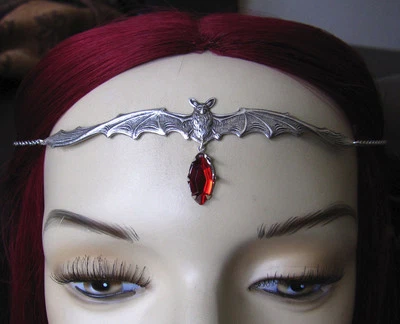 Gothic Vampire Queen Silver Bat Circlet Crown Headpiece Headdress Goth Jewelry - Image 1 of 2