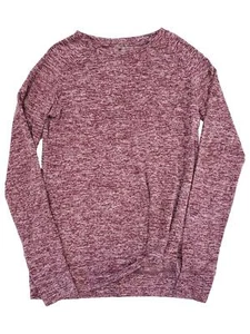 Womens Heather Burgundy Knotted Hem Long Sleeve Knit Work Out Top X-Large(14/16) - Picture 1 of 1