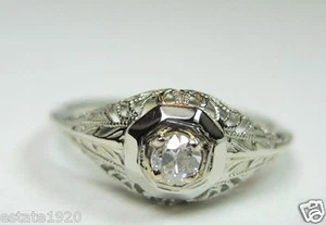 Antique Art Deco Diamond Engagement Ring 17K White Gold Ring EGL USA - Picture 1 of 12