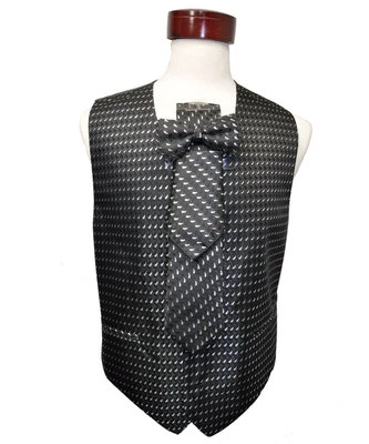 Men's black color vest with metallic white paisley pattern size ( S ) - Image 1 of 4