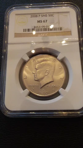 2008 SMS NGC MS 67 KENNEDY HALF DOLLAR ** POP 68/32 - KEY DATE RARE SUPERB UNC** Cover