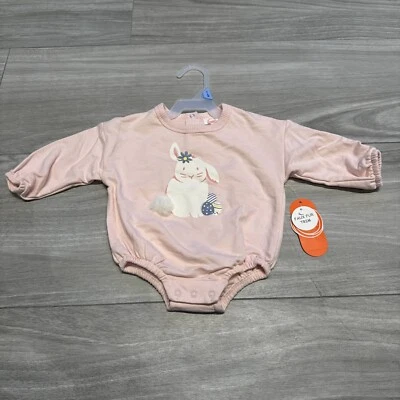Traje de Pascua Wonder Nation rosa manga larga top con broches de presión conejito talla 3-6M Foto 1 de 2