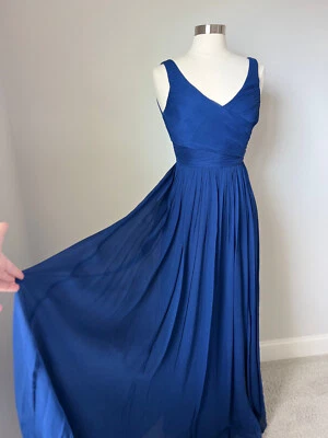 J.Crew Women Dress Size 6 Silk Chiffon Heidi Gown Newport Blue MSRP $365 - Image 1 of 4