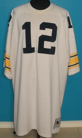 Adult 60 Mitchell & Ness Throwbacks Pittsburgh Steelers 12 Terry Bradshaw Jersey Cover